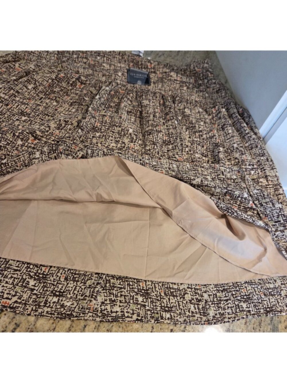 New! Women Size 20W George Midi Skirt Lined Pleated Beige MCM Tweed Look - Picture 7 of 13